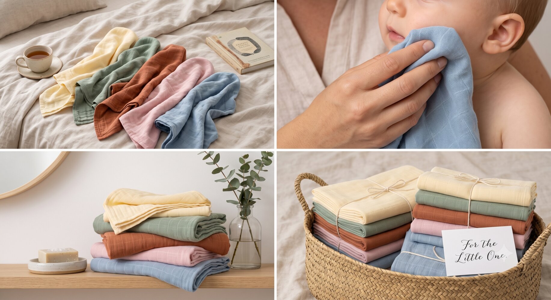 Folded muslin gifting bundle