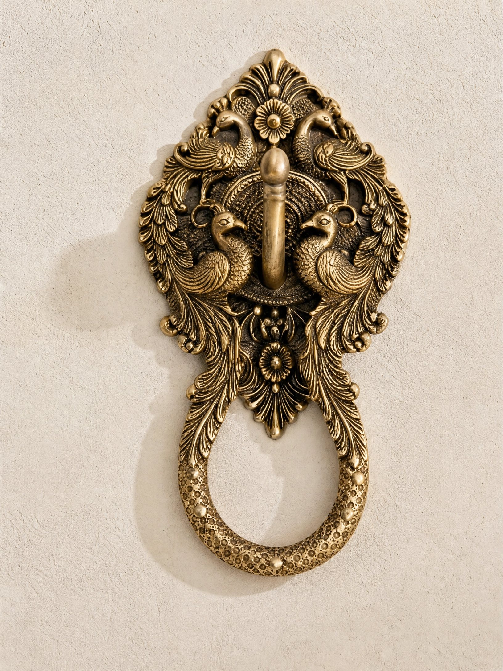 Heritage brass peacock hook for displaying the Legacy Maala