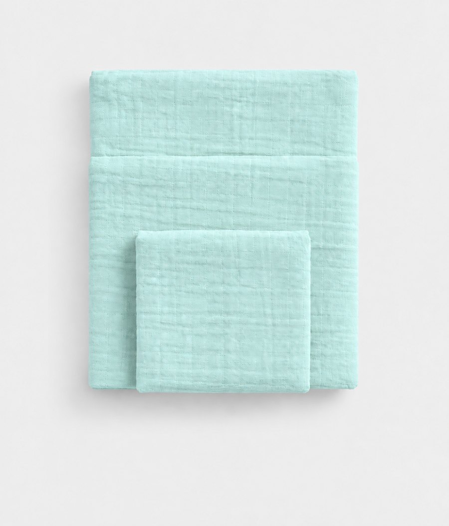 Blue Sea cotton muslin towel set, folded
