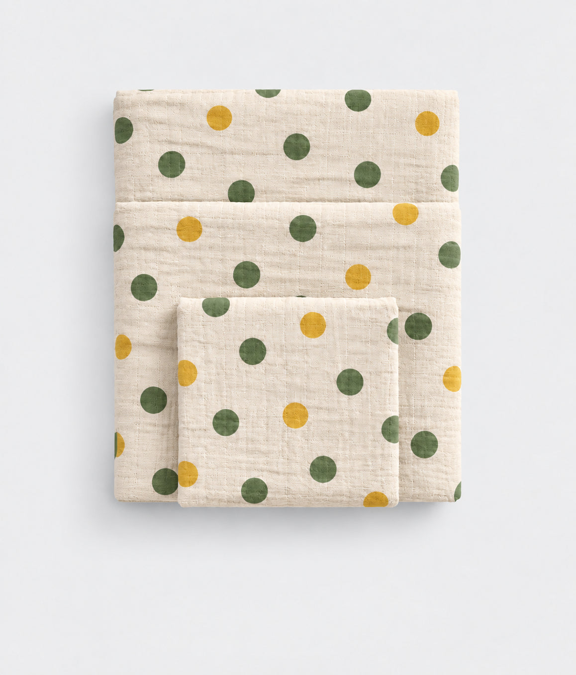 Dream Dot cotton muslin towel, folded, polka dot print