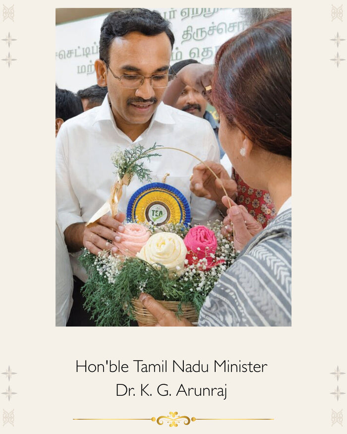 A guest honoured with a White Flowerr Vastra Maala