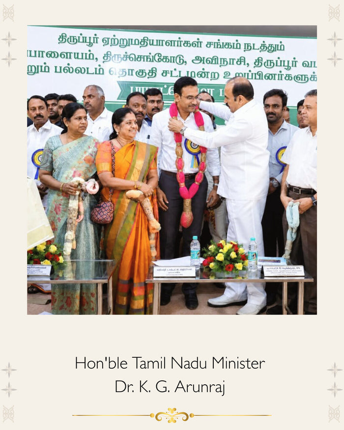 A guest honoured with a White Flowerr Vastra Maala