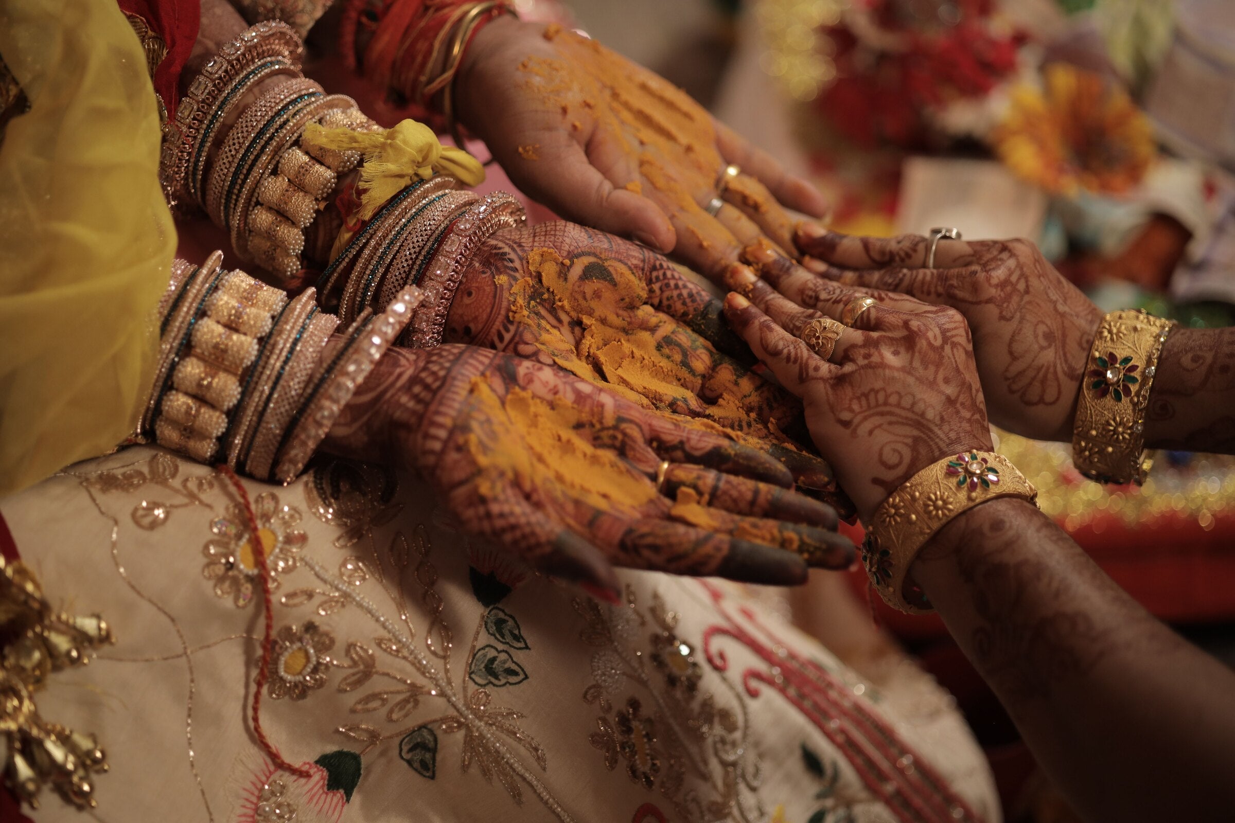 Hands joined during a wedding ceremony